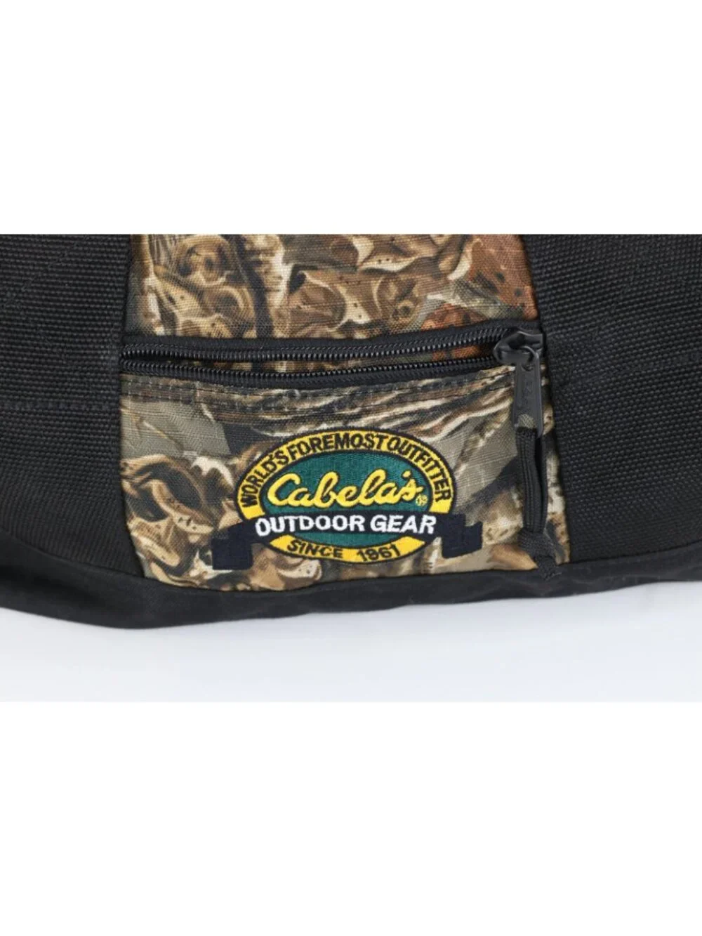 Vintage 90s Y2K Cabelas Spell Out Ripstop Camouflage Handled Duffel Bag Carry On